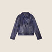 Veste esprit motard zippée bleu foncé femme