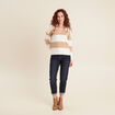 Pull manches longues col en V sable femme