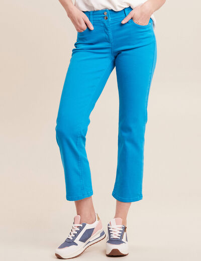 Jean droit taille basse 7/8ème bleu femme