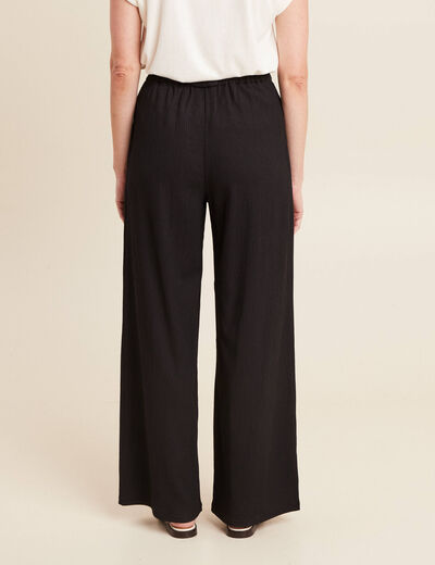 Pantalon large taille haute noir femme