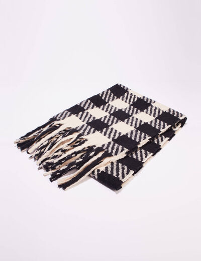 Écharpe à franges noir femme