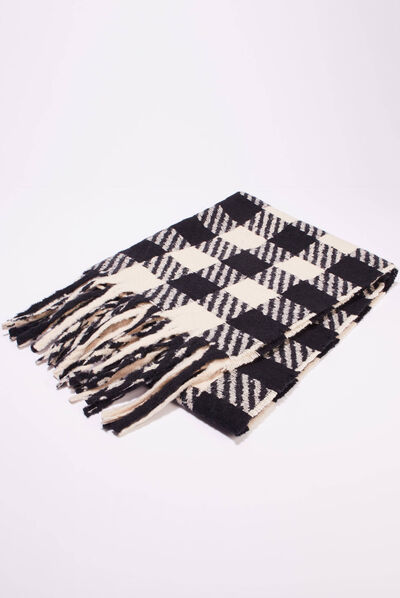 Écharpe à franges noir femme