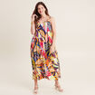 Robe longue évasée fluide multicolore femme