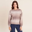 Pull col rond &agrave; sequins taupe femme