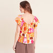 Blouse col v manches courtes fluide multicolore femme