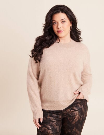 Pull cachemire col montant sable femme