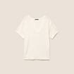 Pull droit col v manches courtes ecru femme