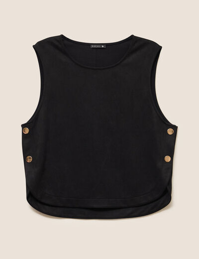 Top cintré sans manches col rond noir femme