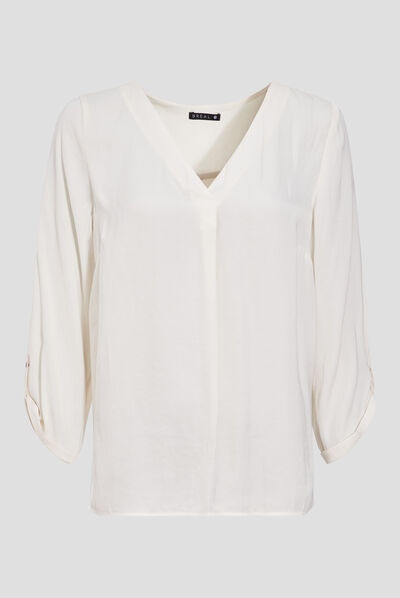 Blouse manches 3/4 ivoire femme