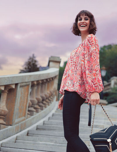 Blouse manches longues rose fushia femme
