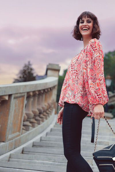 Blouse manches longues rose fushia femme
