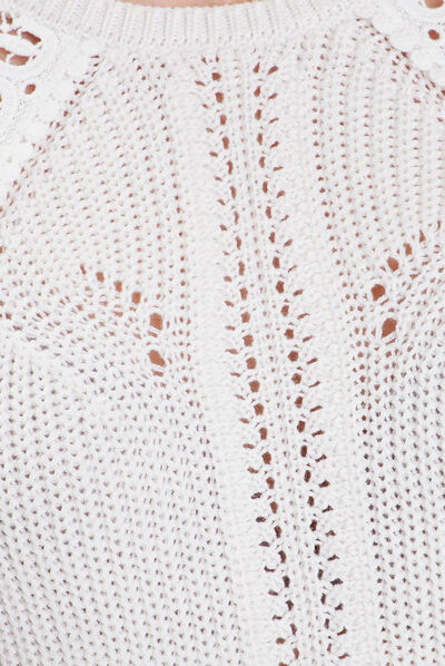 Pull manches longues ecru femme