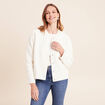 Gilet teddy bas resserr&eacute; manches longues ecru femme