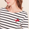 T-shirt marini&egrave;re avec broderie sequins noir femme