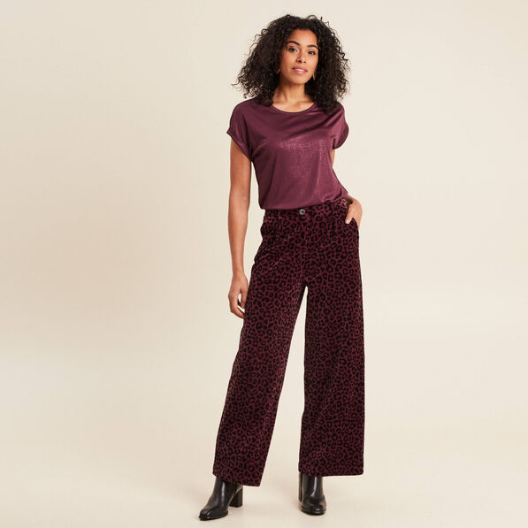 pantalon large velours marron fonce femme Pantalon large velours marron foncé femme