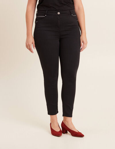 Pantalon coupe ajust&eacute;e taille haute noir femme