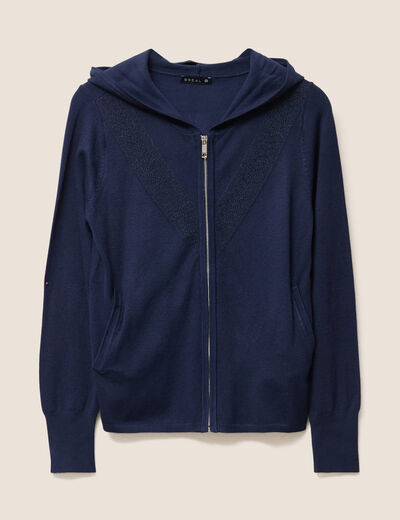 Gilet avec capuche bleu marine femme