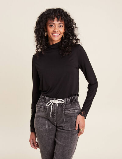 T-shirt thermo-douceur manches longues noir femme