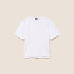 T-shirt col rond manches courtes sequins blanc femme