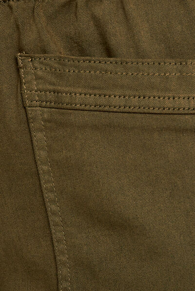 Pantalon flou à coulisse vert olive femme