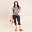 Blouse manches courtes nou&eacute;e bleu femme