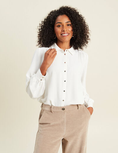 Chemise fluide manches longues ecru femme