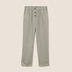 Pantalon large taille haute vert clair femme