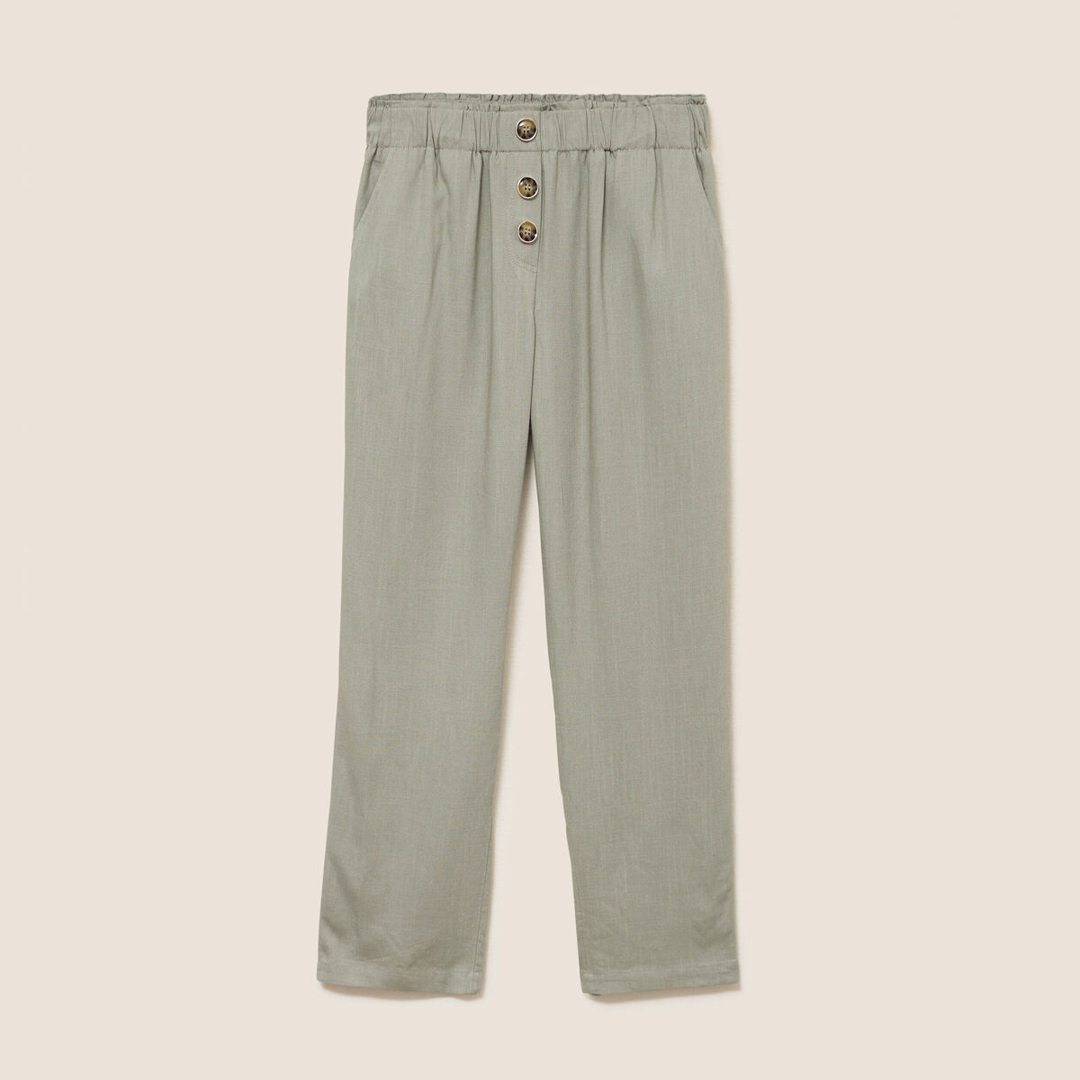 Pantalon large taille haute vert clair femme