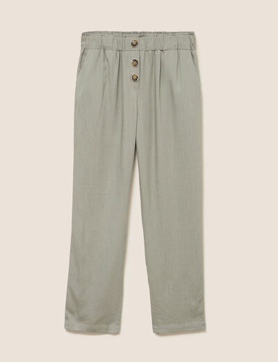 Pantalon large taille haute vert clair femme