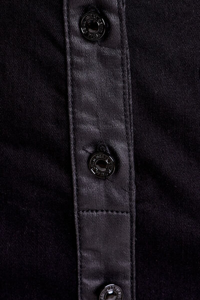 Jupe droite boutonnée noir femme
