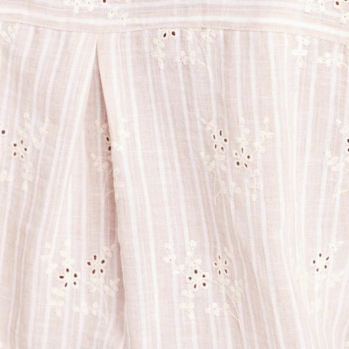 Chemise ample courte avec broderie marron chocolat femme