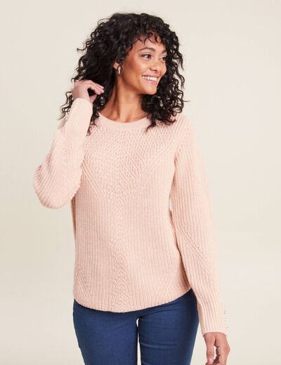 Pull manches longues rose poudrée femme