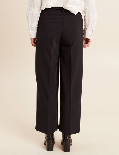 Pantalon droit 7/8&egrave;me taille haute noir femme