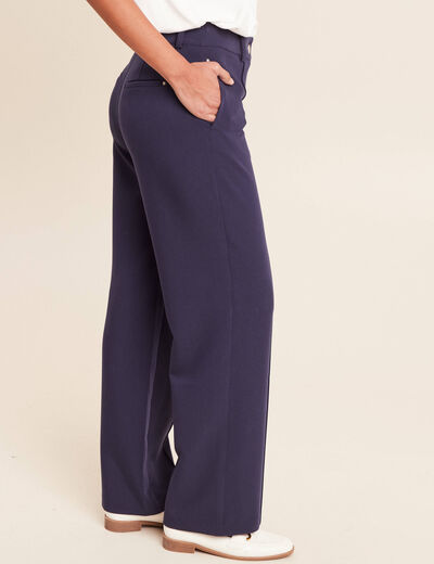 Pantalon coupe large bleu marine femme