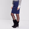 Jupe droite ceinturee bleu marine femme