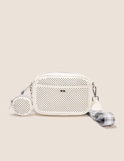 Sac perforé avec pochette ecru femme