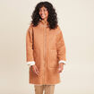 Manteau su&eacute;dine &agrave; capuche marron femme