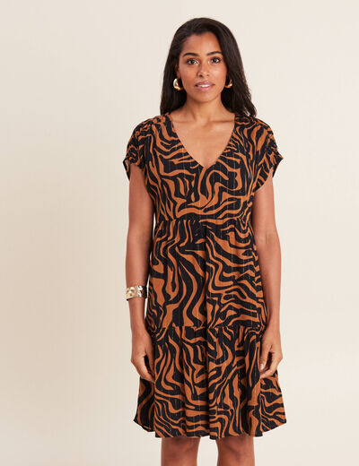 Robe droite manches courtes denim noir femme