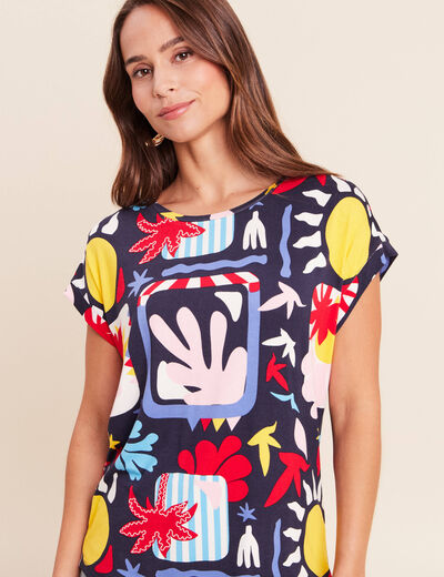 T-shirt manches courtes multicolore femme
