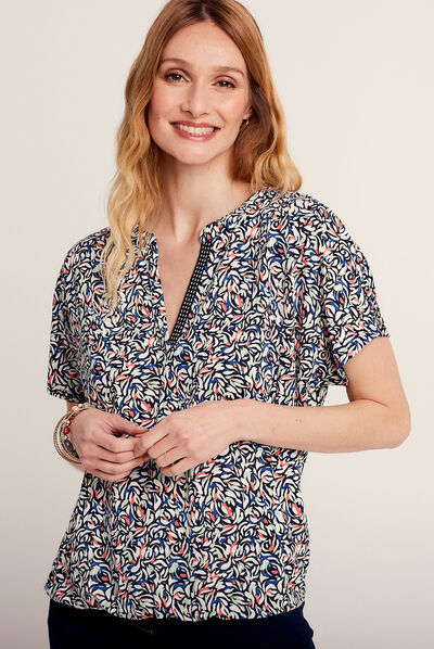 T-shirt à manches courtes bleu femme