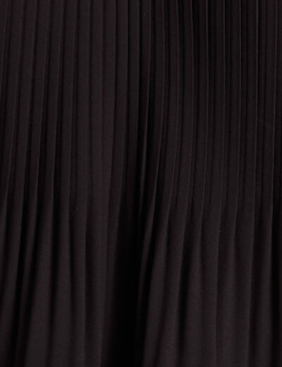 Robe pliss&eacute;e sans manches col v noir femme
