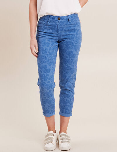 Pantalon droit taille basse bleu femme