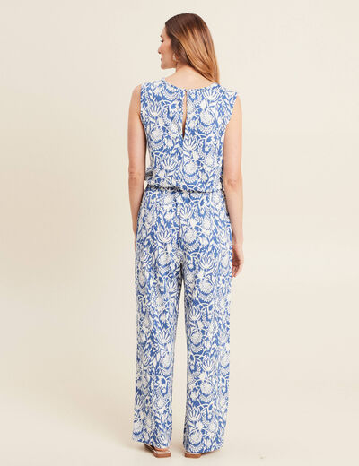 Combinaison pantalon droite bleu femme