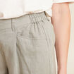 Pantalon droit 7/8ème en lin vert clair femme