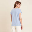 T-shirt manches courtes strass bleu ciel femme