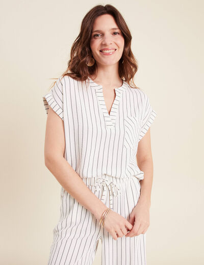Blouse fluide manches courtes gris foncé femme