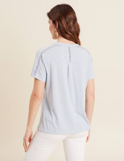 T-shirt manches courtes bleu clair femme