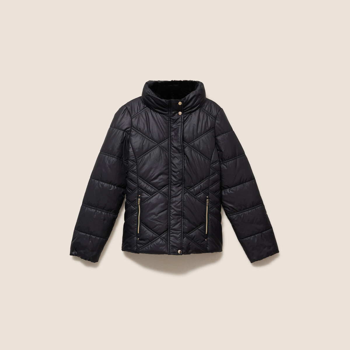 Doudoune cintr&eacute;e avec capuche noir femme