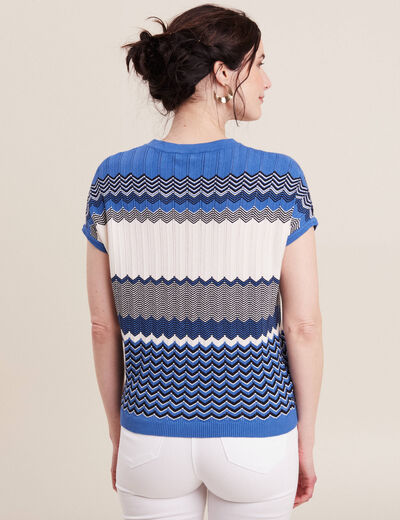 Pull à manches courtes bleu femme