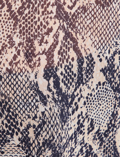 Blouse ample col v en voile manches 3/4 beige femme